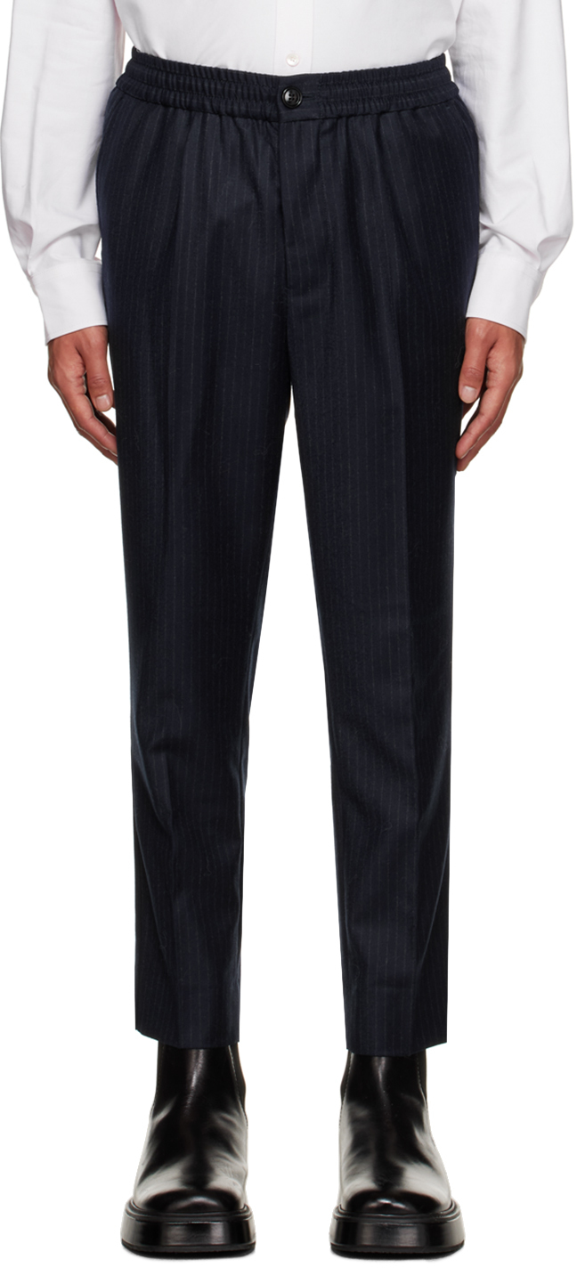 Navy Drawstring Trousers by AMI Paris on Sale