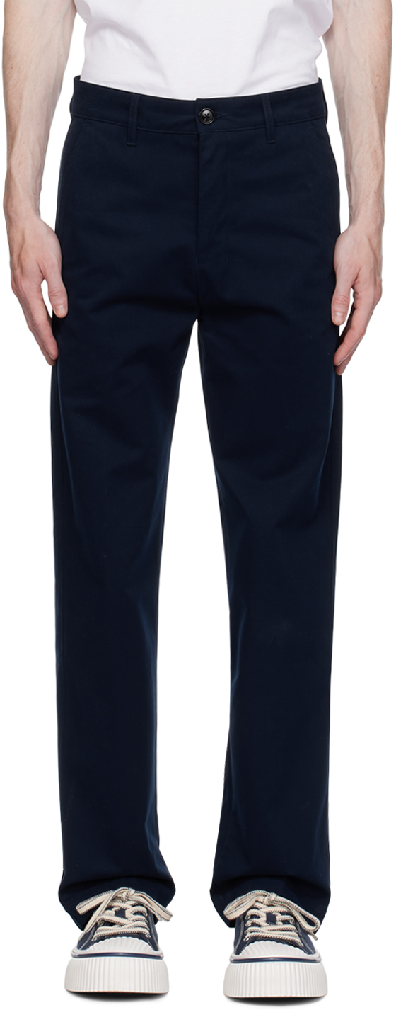 Navy Creased Trousers