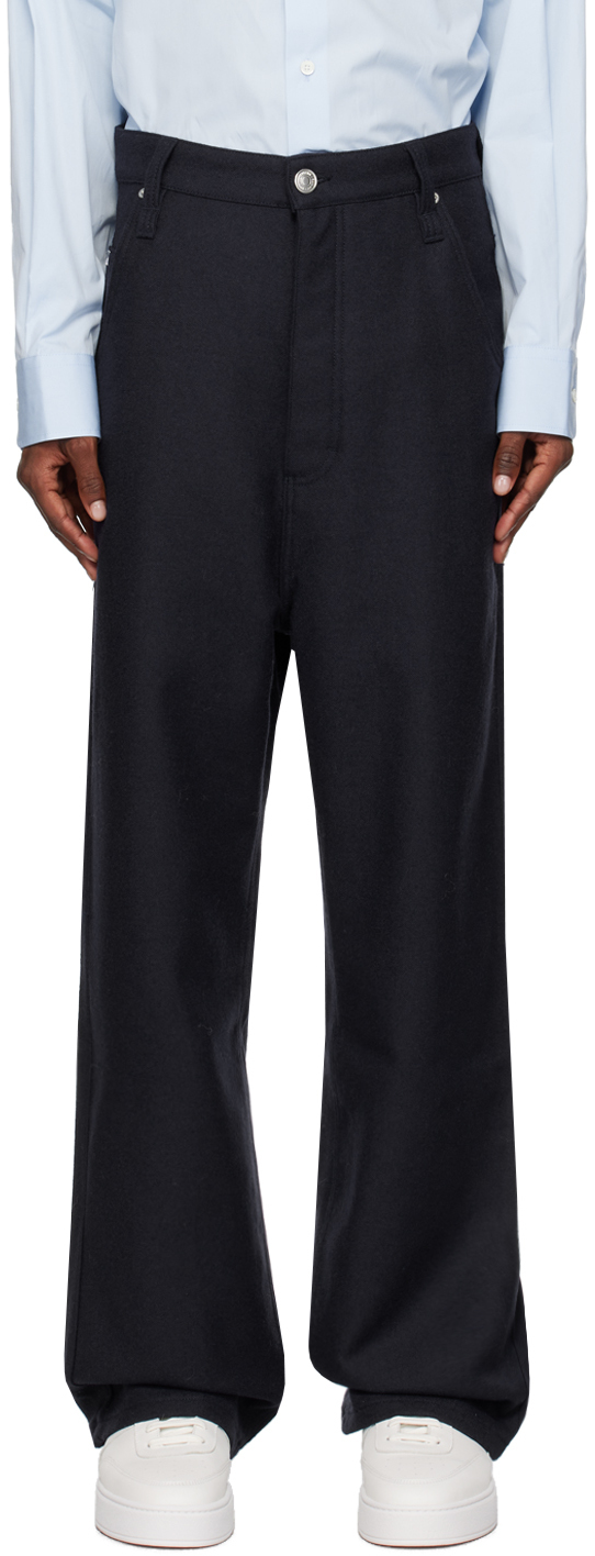 Navy Baggy Fit Trousers