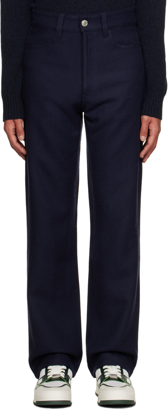 Navy Straight-Fit Trousers