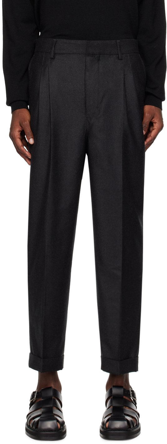 Buy Men Grey Textured Carrot Fit Trousers Online - 352448 | Peter England