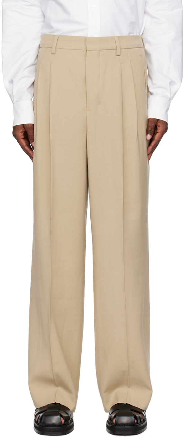 Taupe Straight Fit Trousers