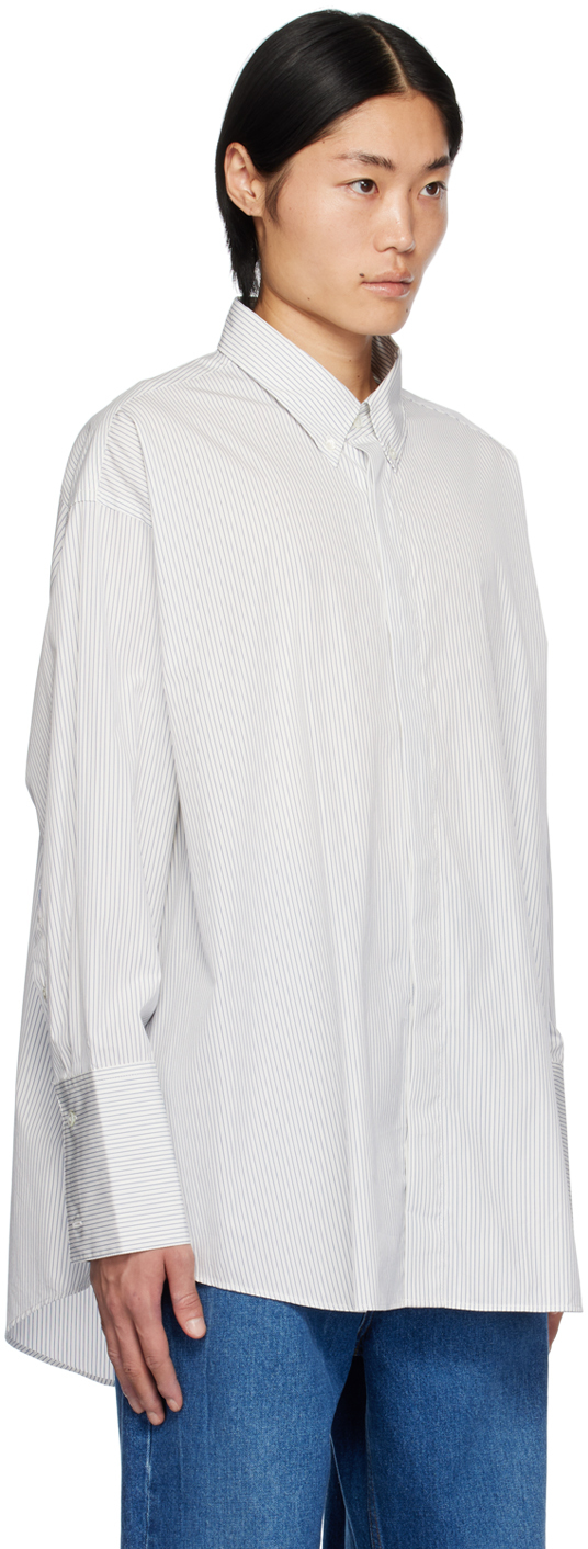 Ami Alexandre Mattiussi White & Blue Button Down Shirt In White/blue/132
