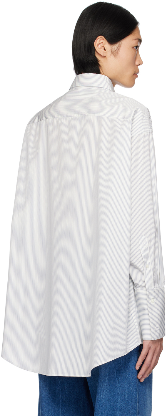 Ami Alexandre Mattiussi White & Blue Button Down Shirt In White/blue/132