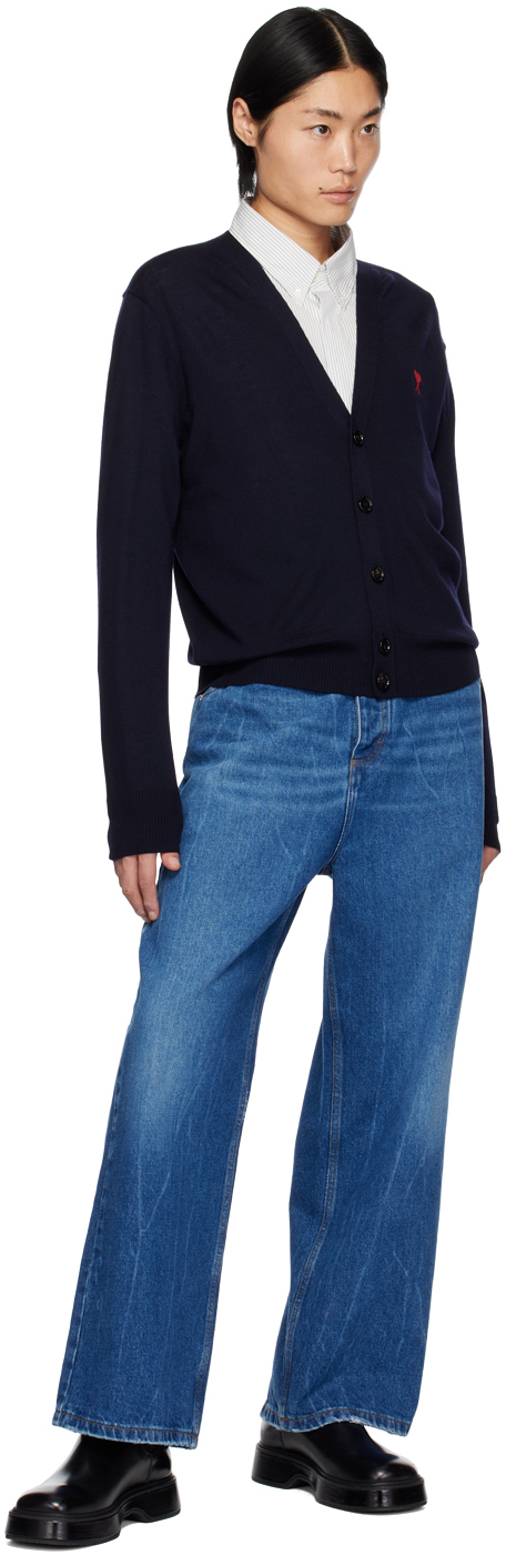 Ami Alexandre Mattiussi White & Blue Button Down Shirt In White/blue/132