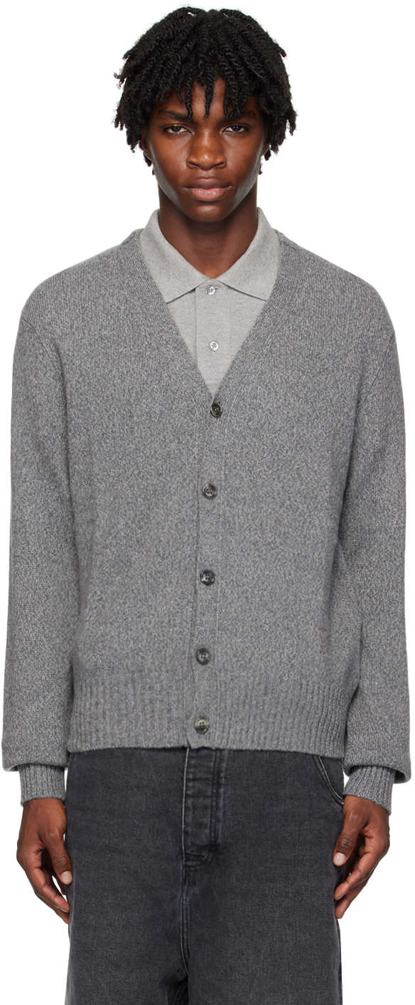 Gray Ami de Cœur Cardigan by AMI Paris on Sale