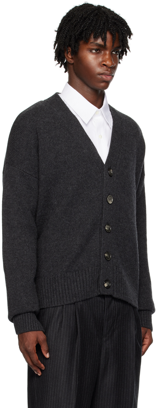 Ami Alexandre Mattiussi Gray Patch Cardigan In Heather Grey/087