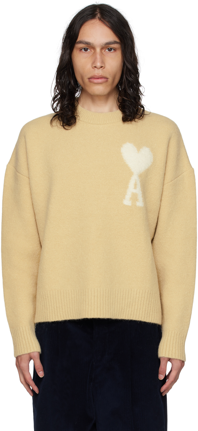Beige Ami de Cœur Sweater by AMI Paris on Sale