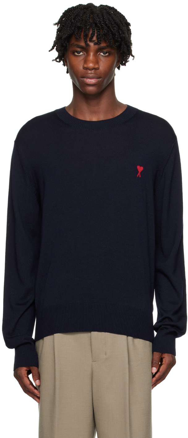 Navy Ami De Cœur Sweater by AMI Paris on Sale