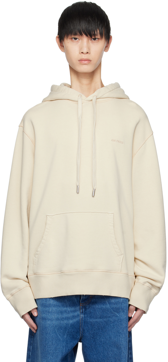 Ami Alexandre Mattiussi Fade Out Logo Hoodie In Ivory
