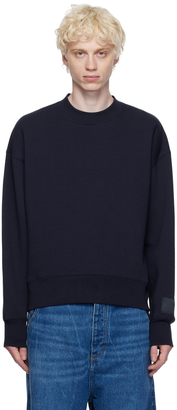 Navy Crewneck Sweatshirt by AMI Paris on Sale