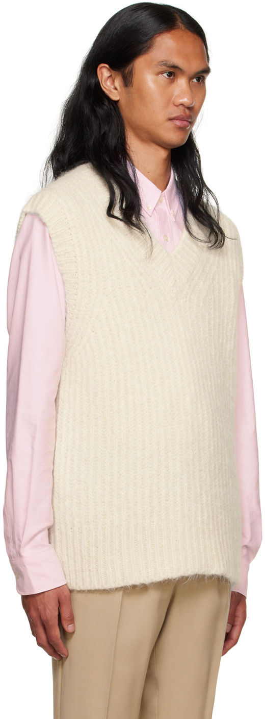 Shop Ami Alexandre Mattiussi Off-white Chunky Vest In Ivory/185
