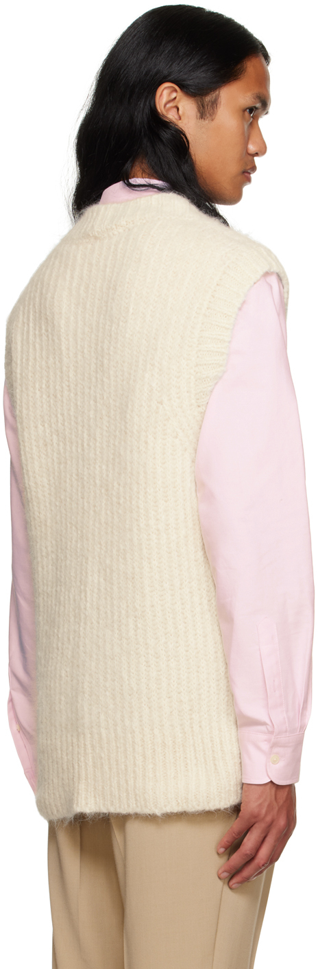 Shop Ami Alexandre Mattiussi Off-white Chunky Vest In Ivory/185