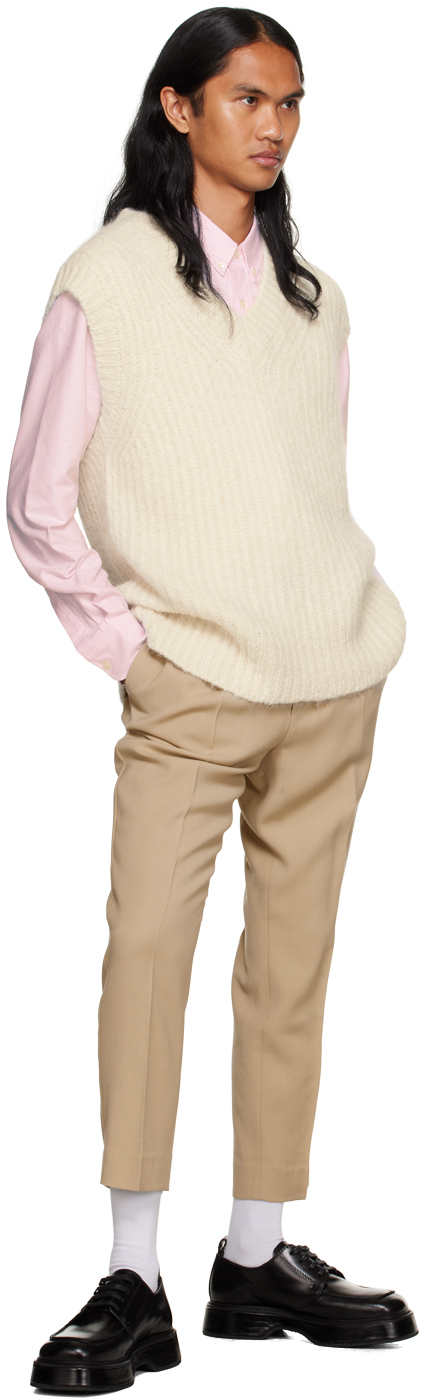 Shop Ami Alexandre Mattiussi Off-white Chunky Vest In Ivory/185