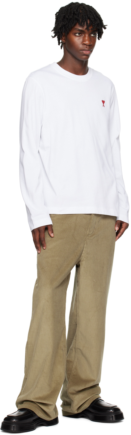 AMI Alexandre Mattiussi White Ami De Caur Long Sleeve T-Shirt