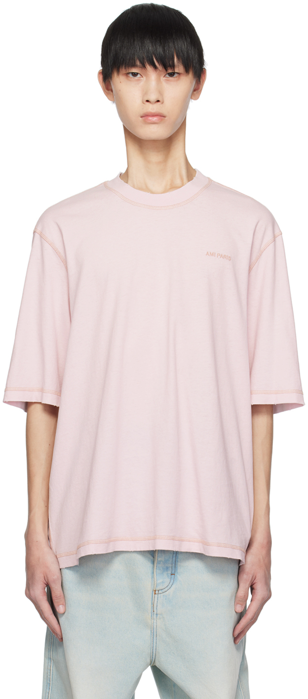 Ami Alexandre Mattiussi Pink Fade Out T-shirt In Powder Pink/679