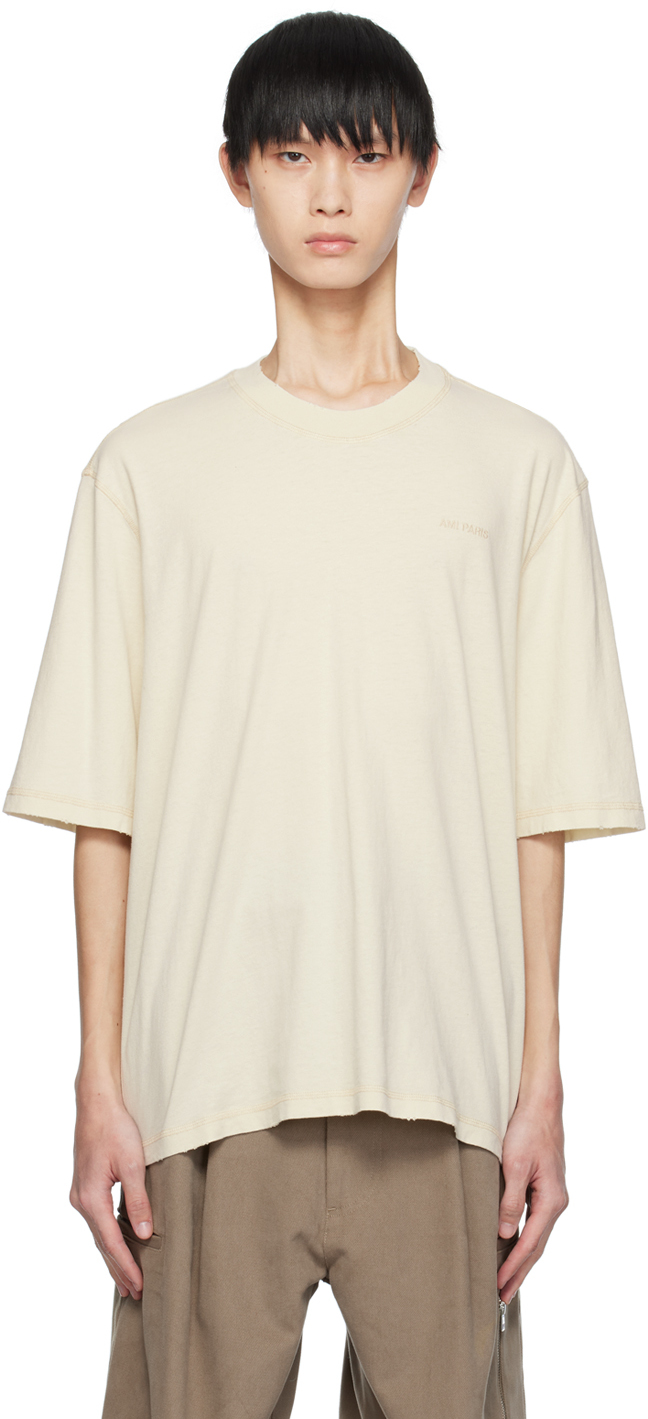 Shop Ami Alexandre Mattiussi Off-white Fade Out T-shirt In Ivory/185