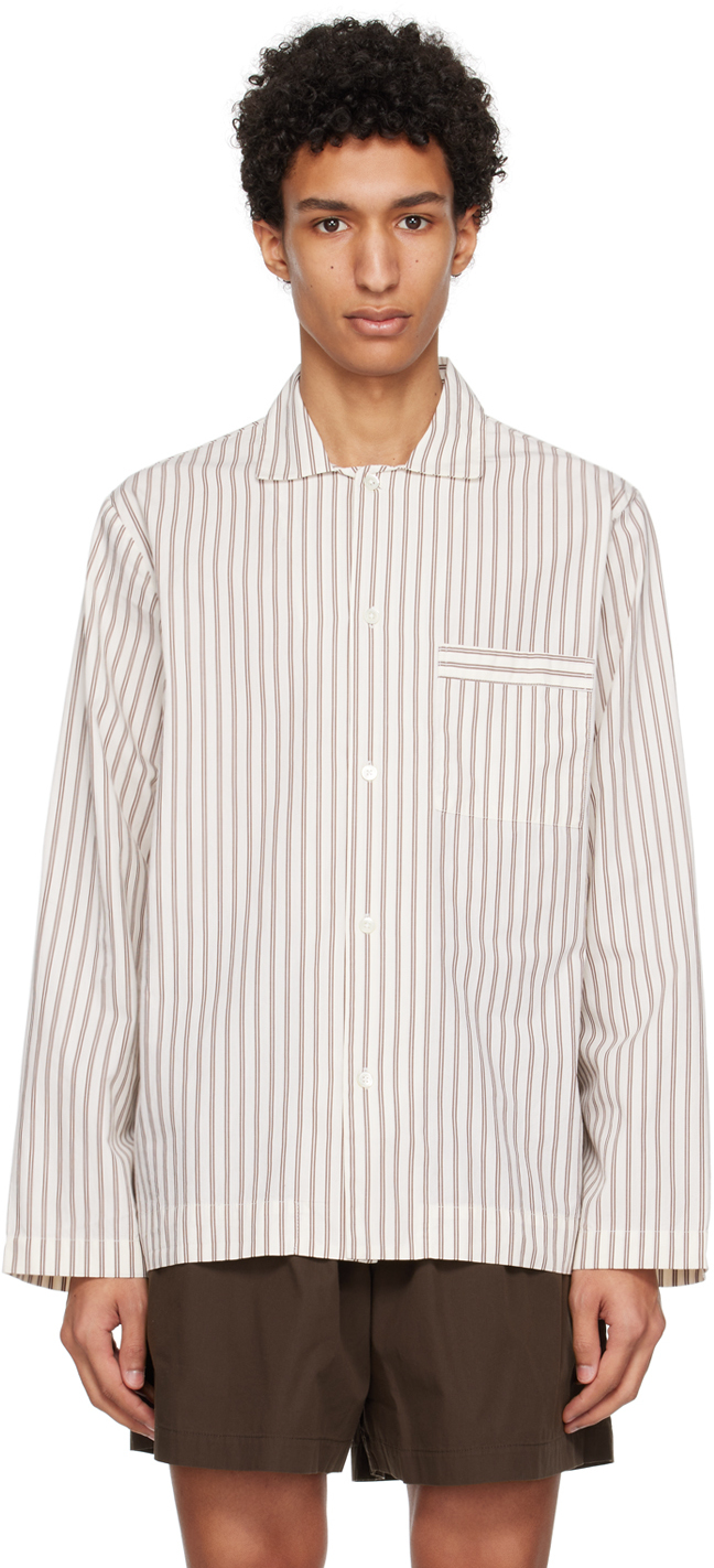 Off-White & Brown Oversized Pyjama Shirt
