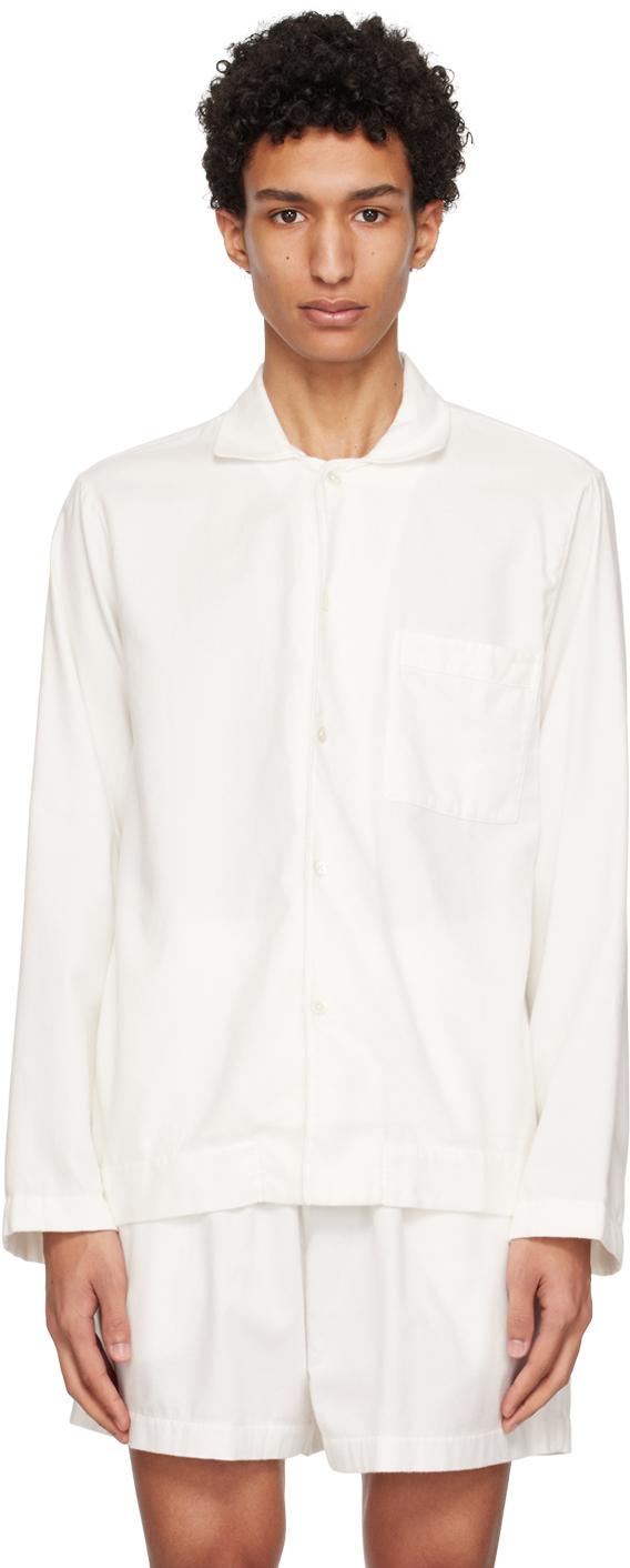 Tekla: Off-White Oversized Pyjama Shirt | SSENSE Canada
