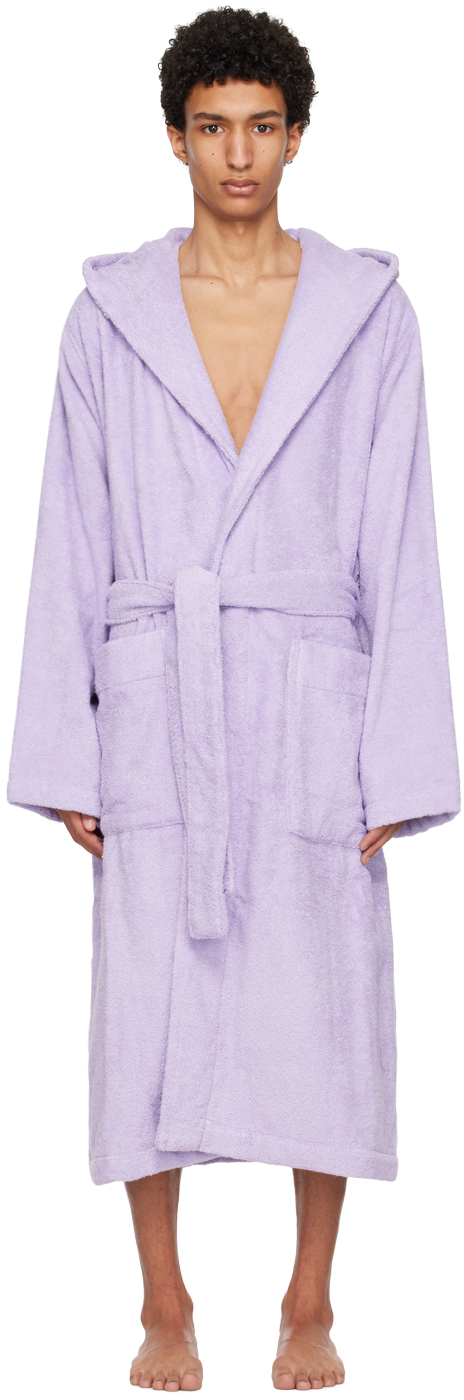 Tekla Purple Hooded Bathrobe In Lavender