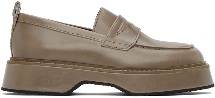 Taupe Square Toe Loafers