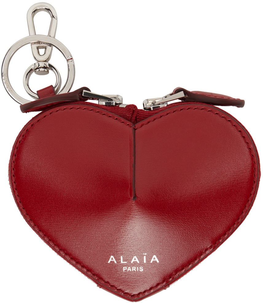 Heart Shaped Leather Coin Pouch in Red
