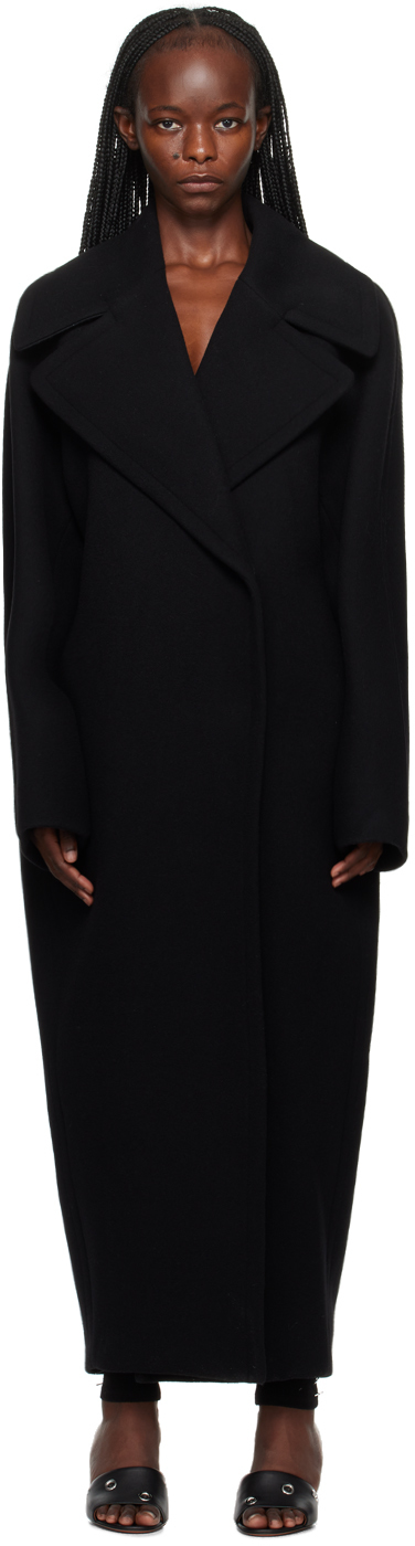 Alaïa Black Maxi Coat In 995 Noir Alaia