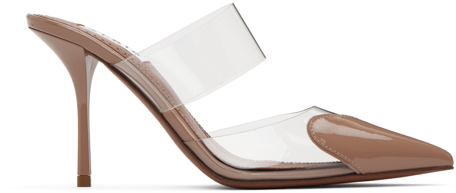 Mules Alaïa Beige Le Coeur - Talons Aiguilles Vernis, Taille 39 (US 8.5), Fabriqué En Italie