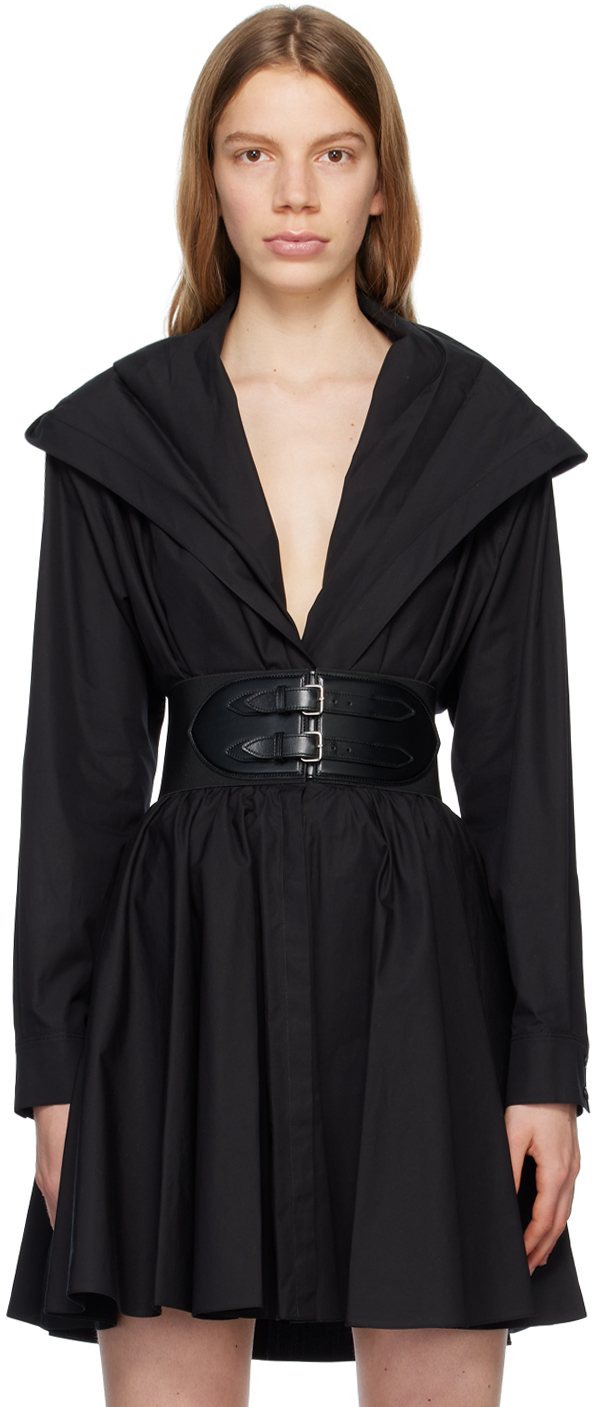 Alaïa Black Hooded Bodysuit In 999 - Noir