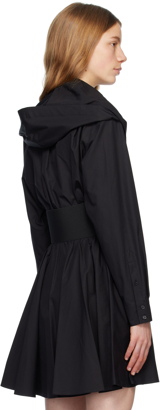 Alaïa Black Hooded Bodysuit In 999 - Noir