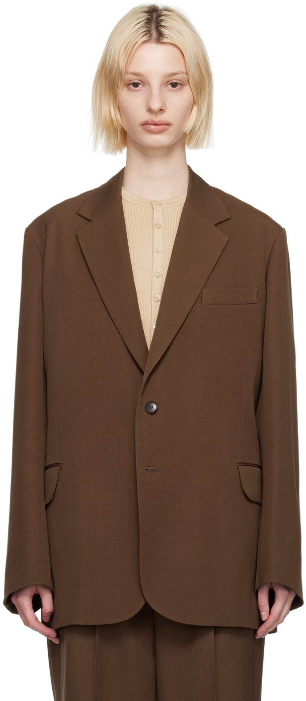 AURALEE: Brown Two-Button Blazer | SSENSE Canada