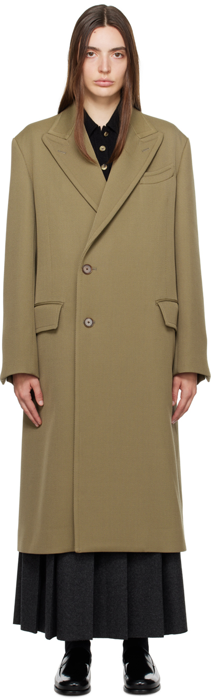 AURALEE: Khaki Carsey Chesterfield Coat | SSENSE 