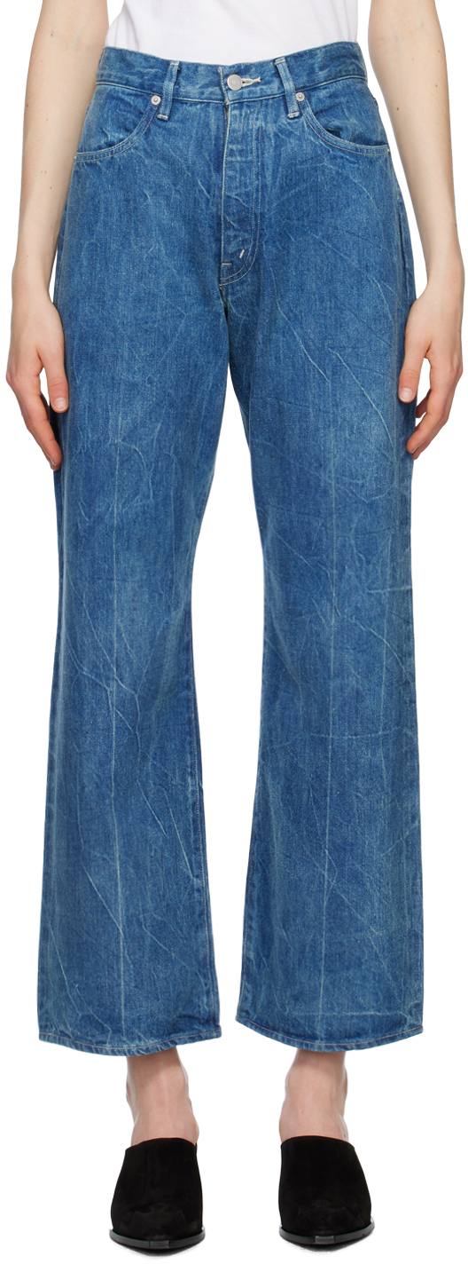 Auralee Blue Faded Jeans In Lightning Effect Ind