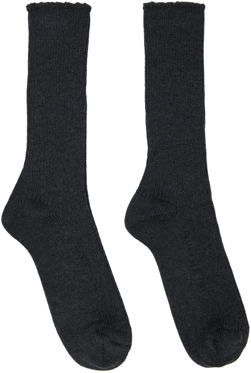 AURALEE Gray Low Gauge Socks