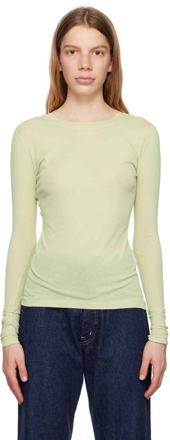 AURALEE Green Crewneck Long-Sleeve T-Shirt