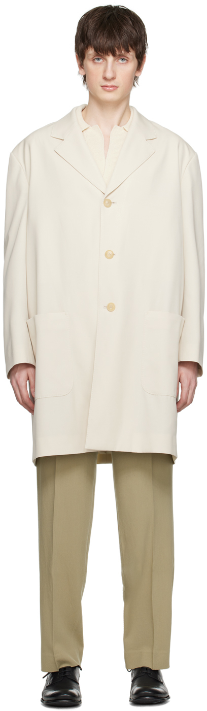Auralee Off-white Three-button Coat In Ivory White
