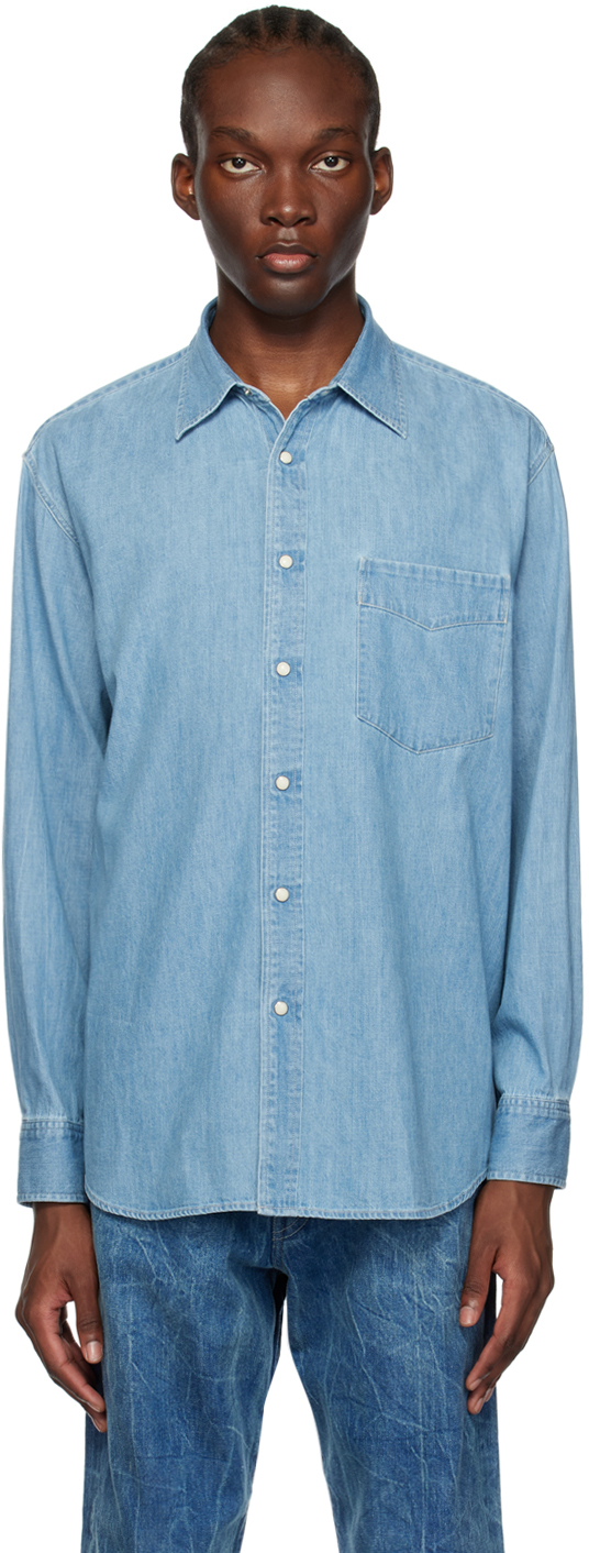 AURALEE: Blue Super Light Denim Shirt | SSENSE UK