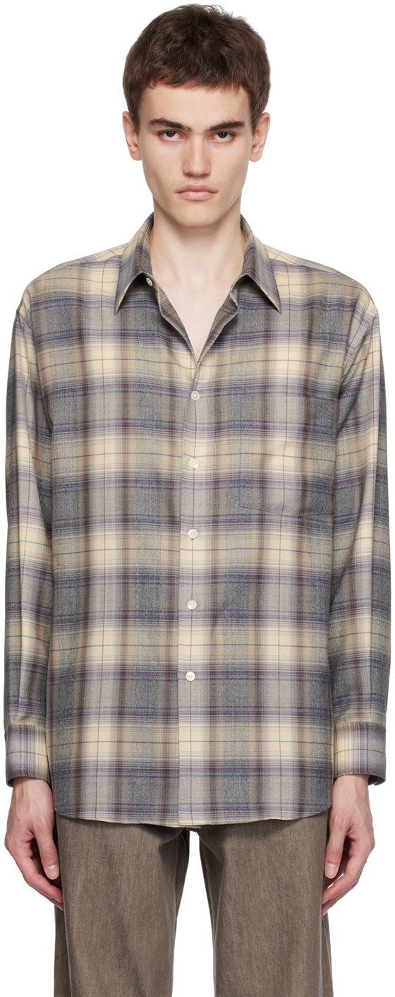 AURALEE: Gray Check Shirt | SSENSE Canada