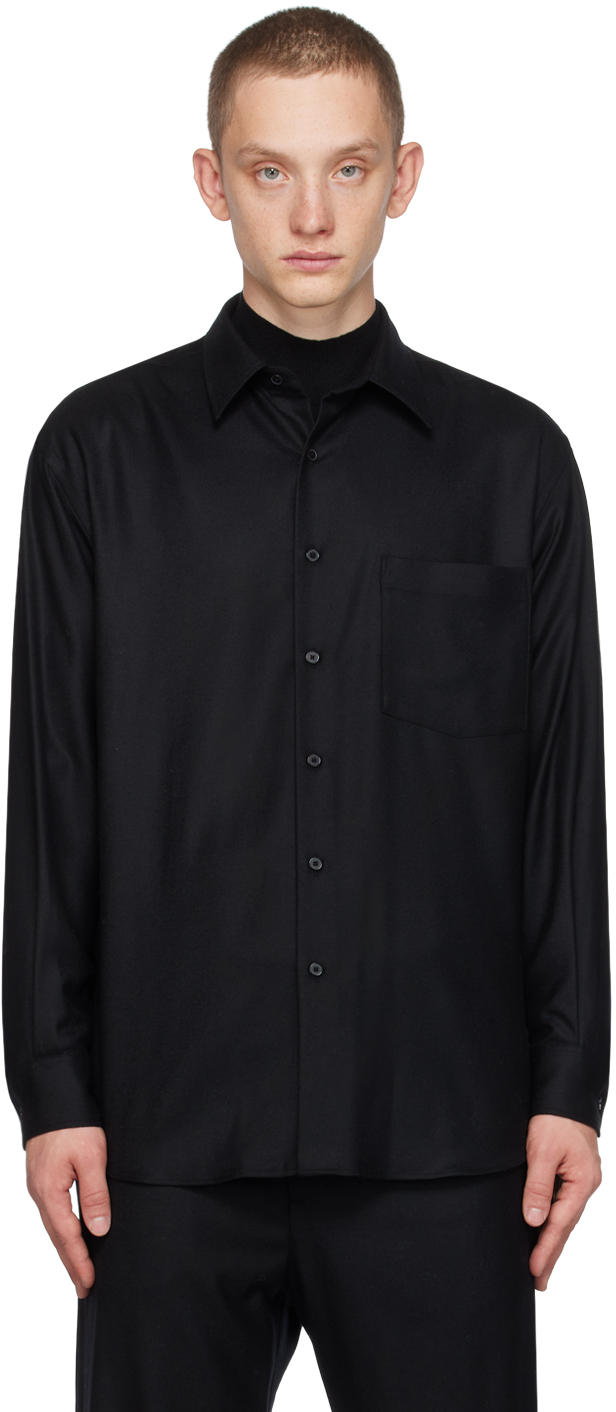 AURALEE: Black Super Light Shirt | SSENSE UK