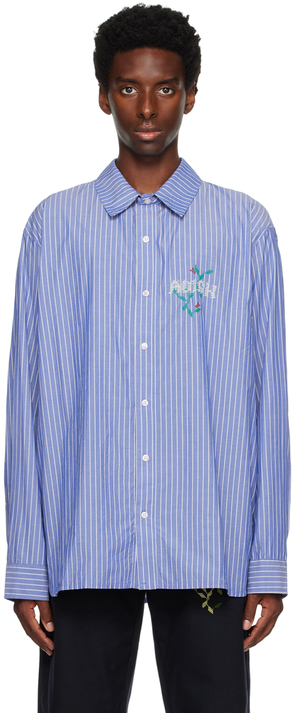 Adish Nafnuf Pinstriped Cotton Shirt In Blue