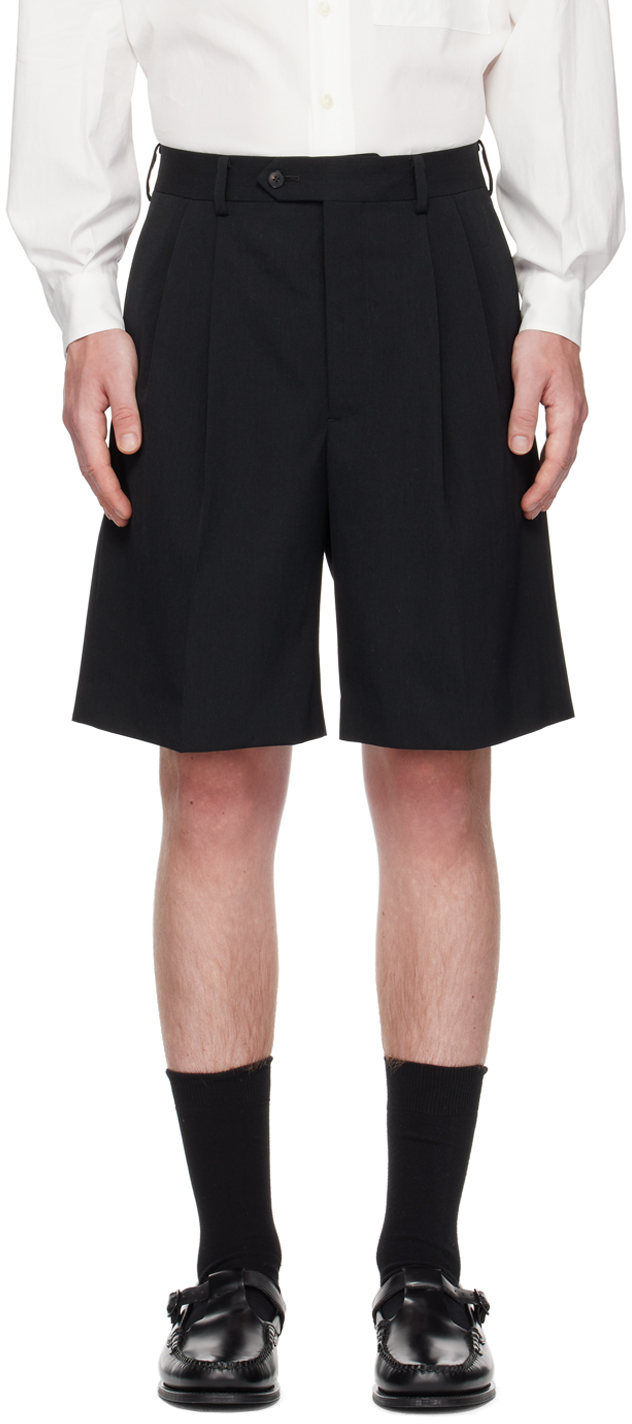 Black Pleated Shorts by AURALEE on Sale
