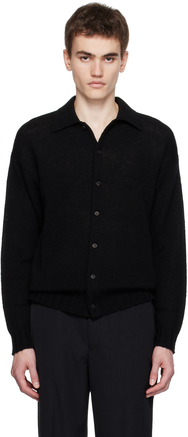 Black Spread Collar Cardigan