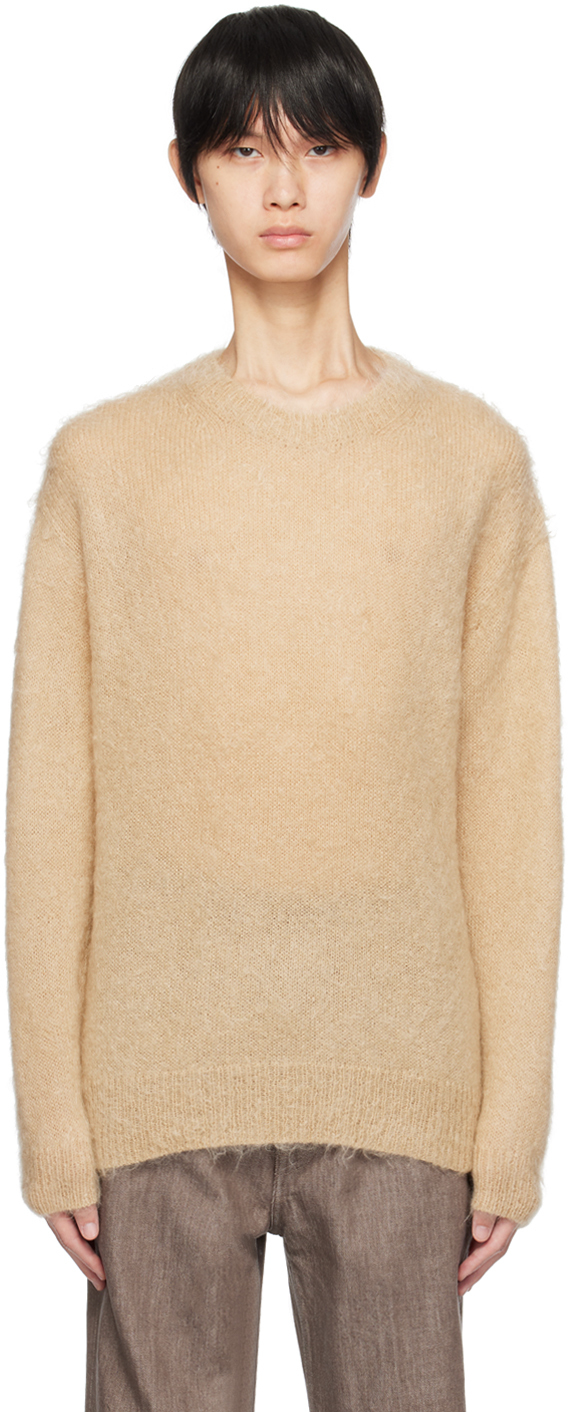 Shop Auralee Beige Brushed Sweater In 24589327 Beige