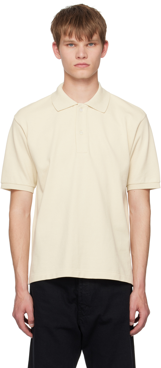 Auralee Ivory Two-button Polo In Pique Ivory