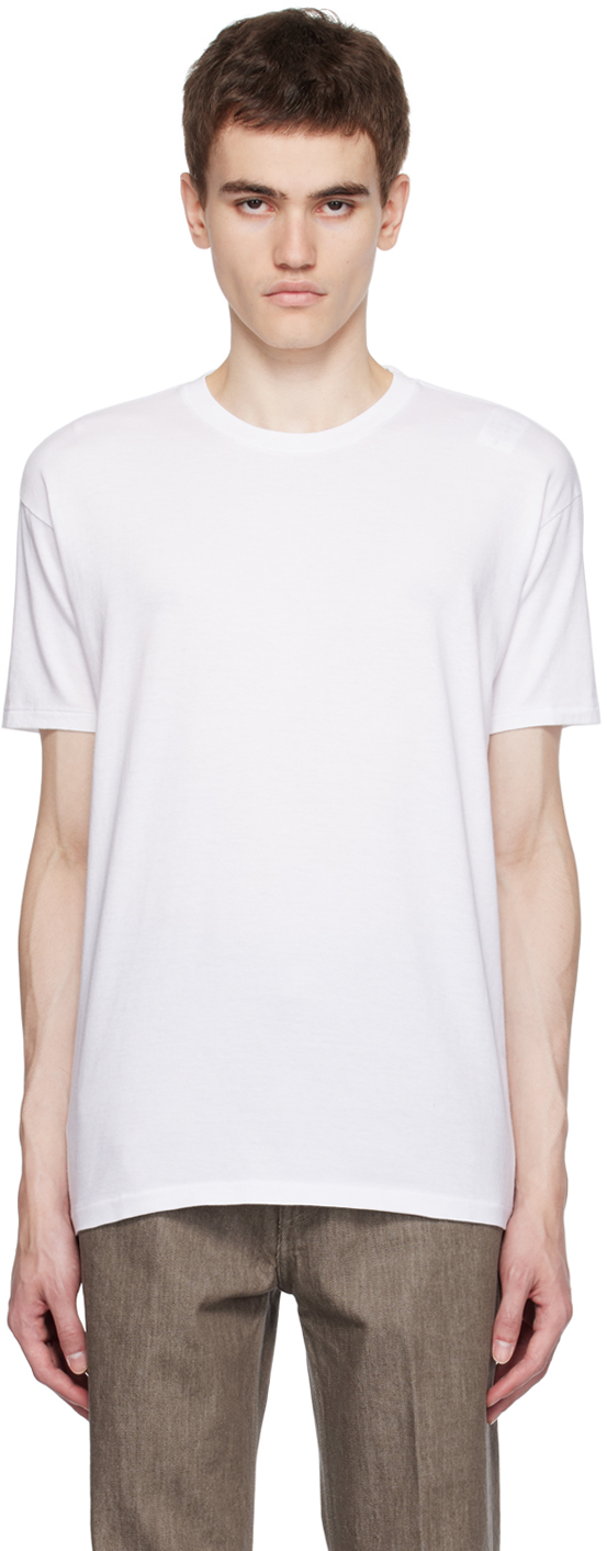 AURALEE: White Seamless T-Shirt