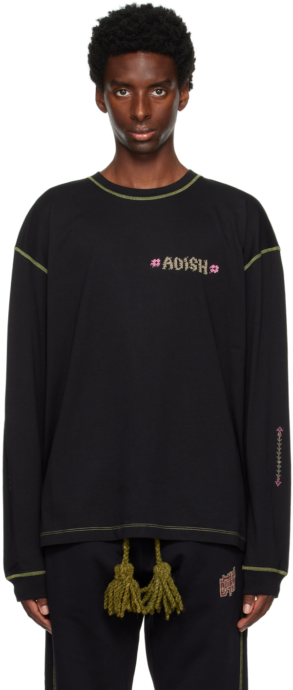 Adish Black Contrast Long Sleeve T-shirt