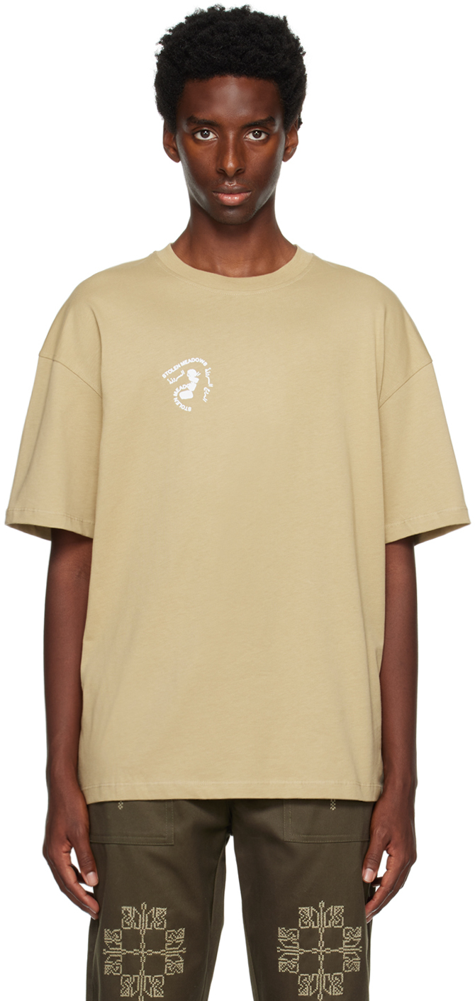 Beige Stolen Meadows T-Shirt by ADISH on Sale