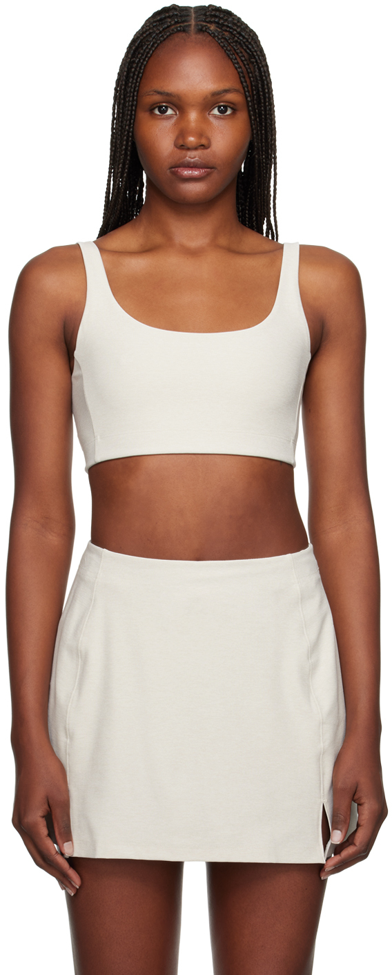 Outdoor Voices Off-white Double Time Sport Bra In Milk Stone