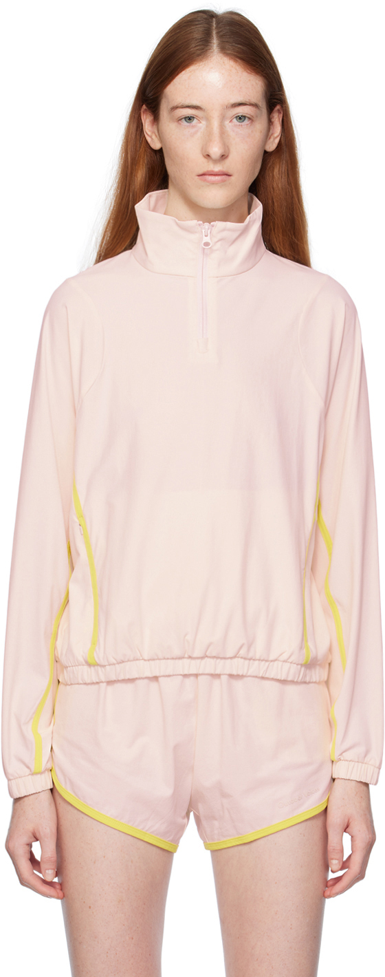 Outdoor Voices Off-white Pace Track Jacket In Pink Sunrise/desert