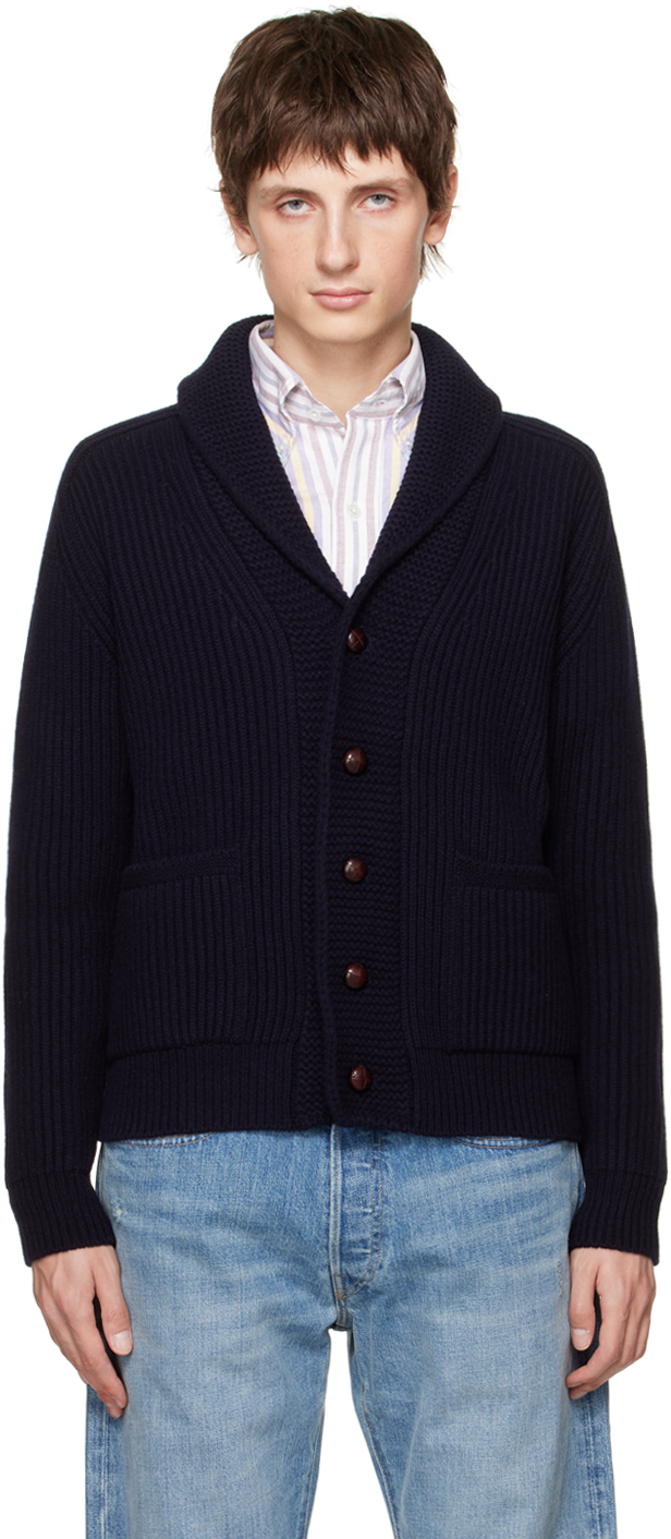 Navy shawl 2024 collar cardigan